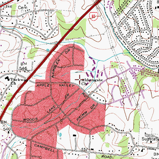 Topographic Map of Aldersgate Church, TN