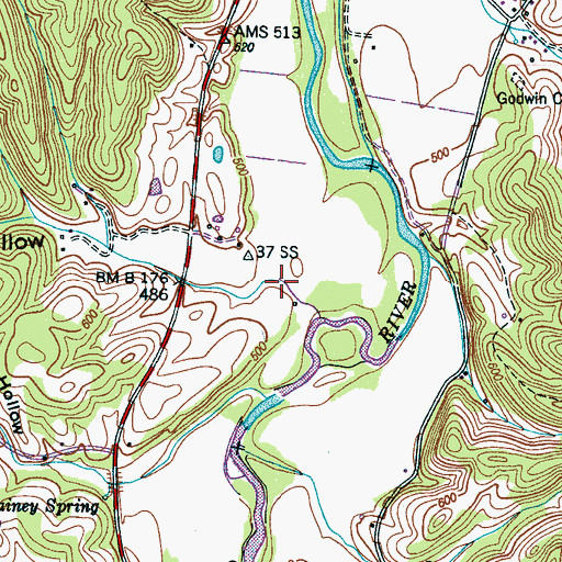 Topographic Map of Aldridge Hollow, TN