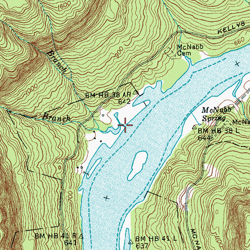 Topographic Map of Alex McNabb Branch, TN