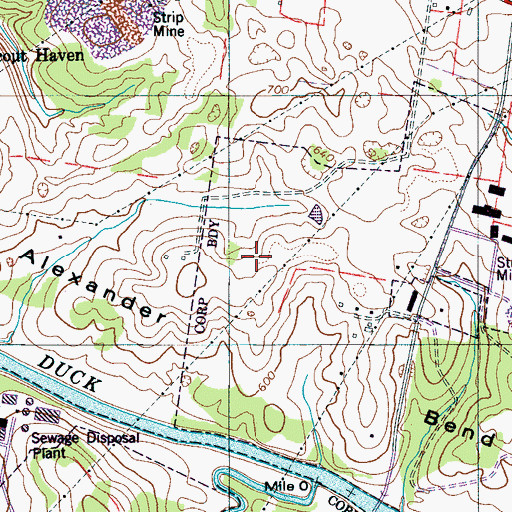 Topographic Map of Alexander Bend, TN