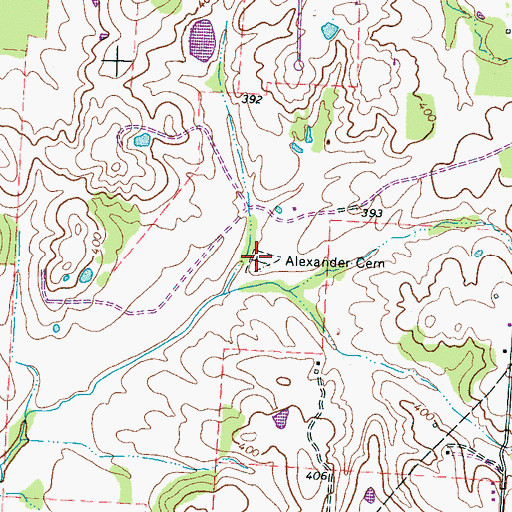 Topographic Map of Alexander Cemetery, TN