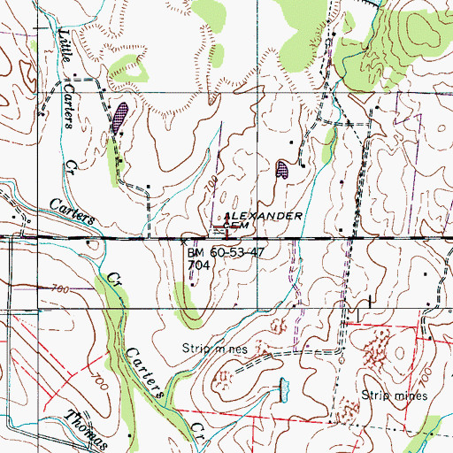Topographic Map of Alexander Cemetery, TN