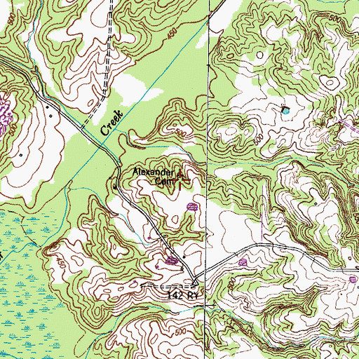 Topographic Map of Alexander Cemetery, TN