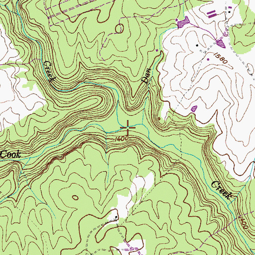 Topographic Map of Alexander Creek, TN