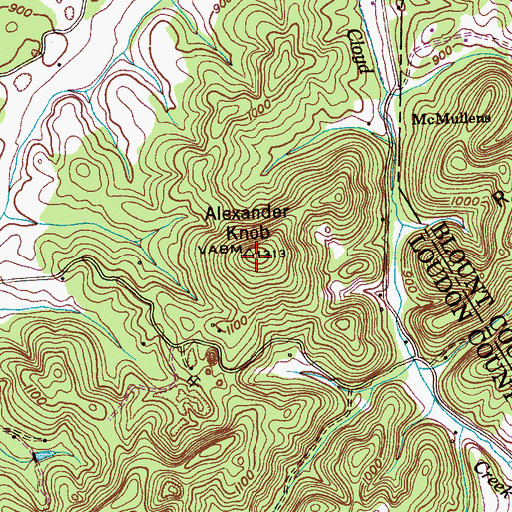 Topographic Map of Alexander Knob, TN
