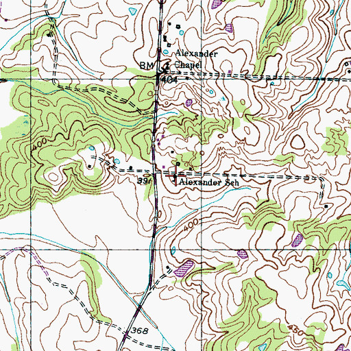 Topographic Map of Alexander School, TN