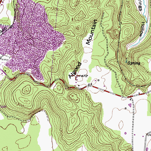Topographic Map of Algood Mountain, TN