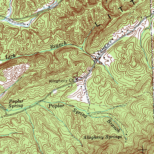 Topographic Map of Allegheny Church, TN