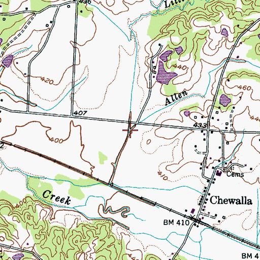 Topographic Map of Allen Branch, TN