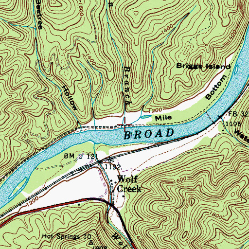 Topographic Map of Allen Branch, TN