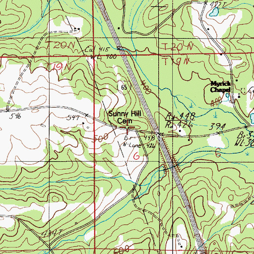 Topographic Map of Sunny Hill Church, AL