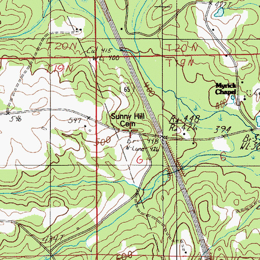 Topographic Map of Sunny Hill Church, AL