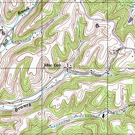 Topographic Map of Allen Cemetery, TN