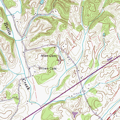Topographic Map of Allen Cemetery, TN