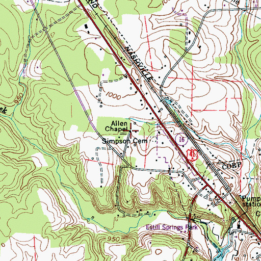 Topographic Map of Allen Chapel, TN