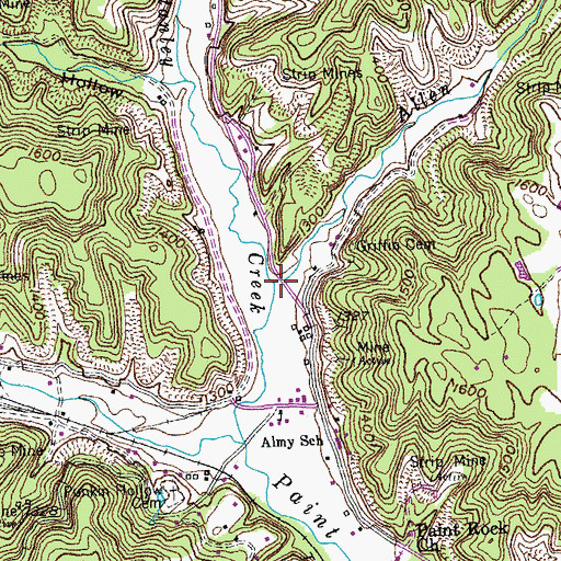 Topographic Map of Allen Creek, TN