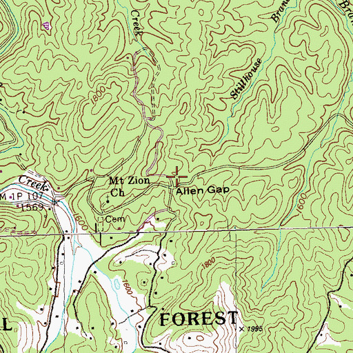 Topographic Map of Allen Gap, TN
