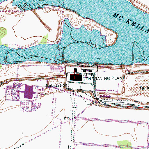 Topographic Map of Allen Generating Plant, TN
