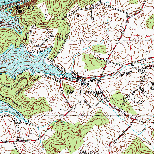 Topographic Map of Allen Hollow, TN