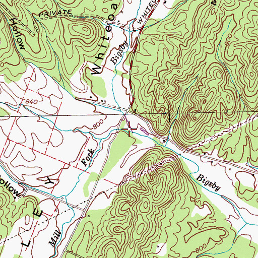 Topographic Map of Allen Mill Fork, TN