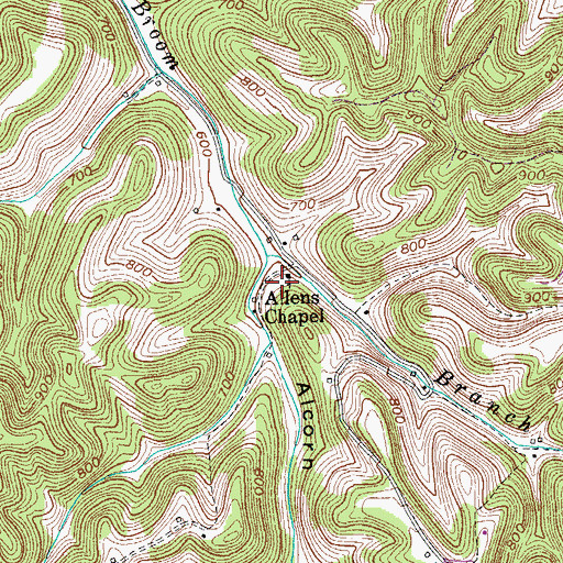 Topographic Map of Allens Chapel, TN