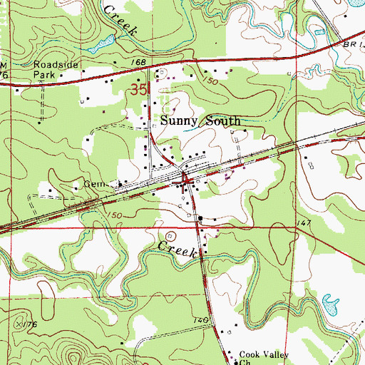 Topographic Map of Sunny South, AL