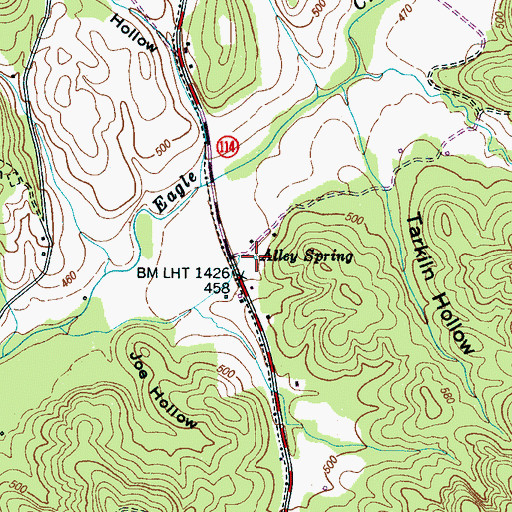 Topographic Map of Alley Spring, TN