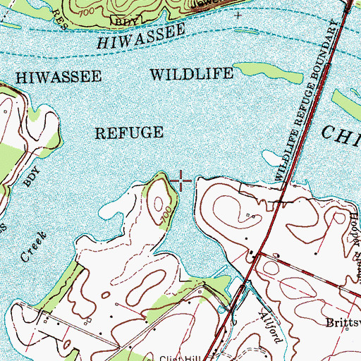 Topographic Map of Allford Branch, TN