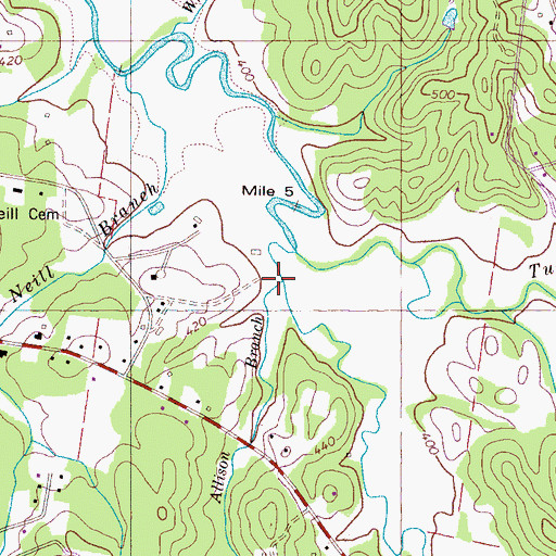 Topographic Map of Allison Branch, TN