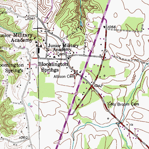 Topographic Map of Allison Cemetery, TN