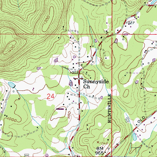 Topographic Map of Sunnyside Church, AL