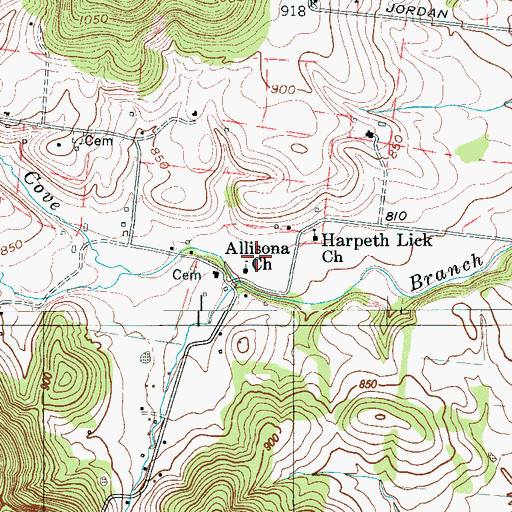 Topographic Map of Allisona Church, TN