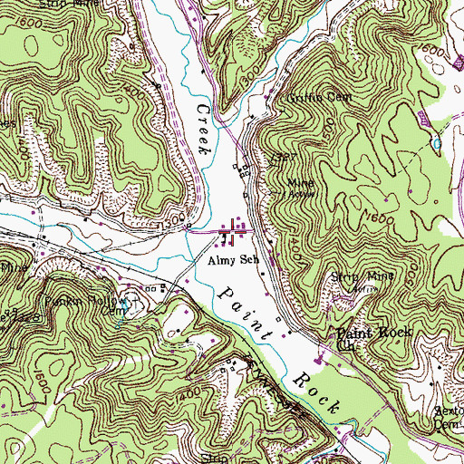 Topographic Map of Almy School, TN
