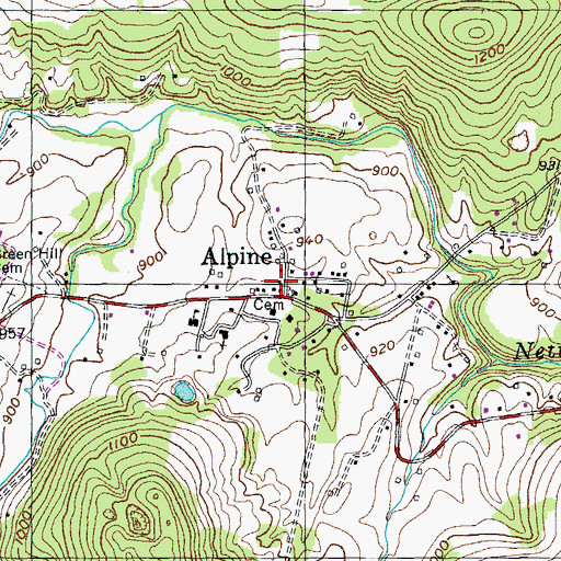Topographic Map of Alpine, TN