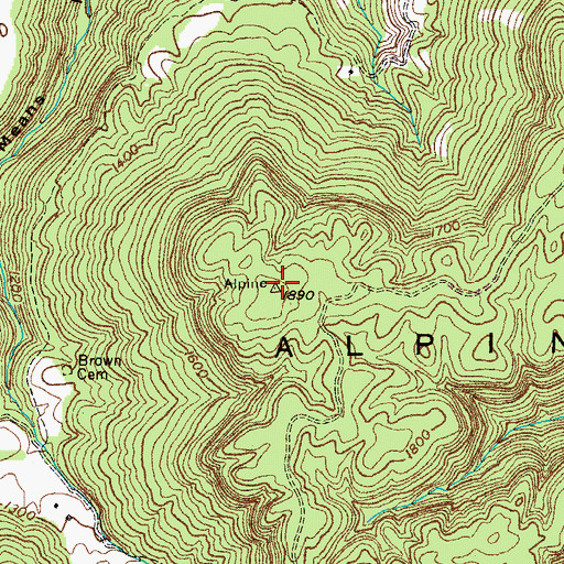 Topographic Map of Alpine Mountain, TN