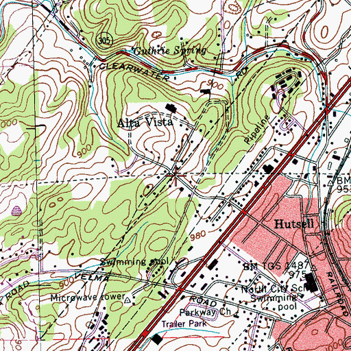 Topographic Map of Alta Vista, TN