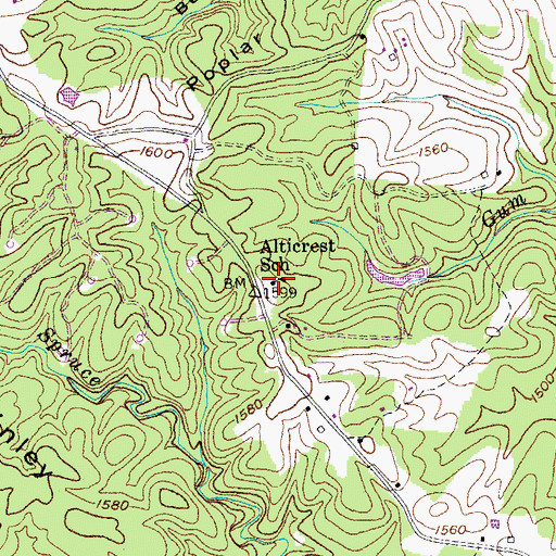 Topographic Map of Alticrest School, TN