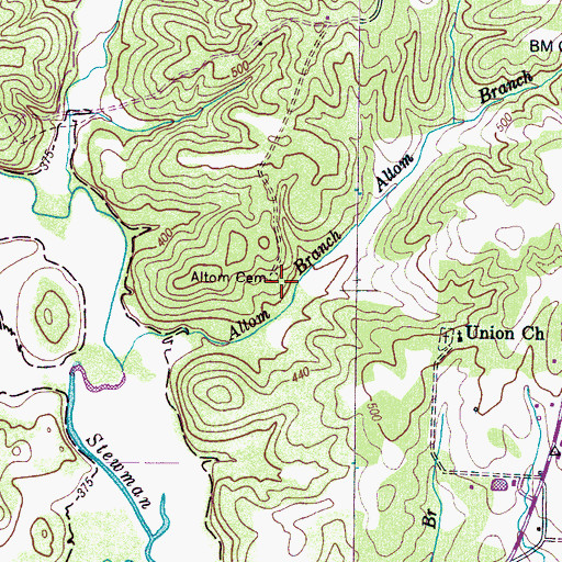 Topographic Map of Altom Cemetery, TN