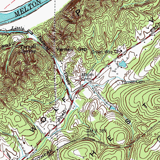 Topographic Map of Altum Cemetery, TN