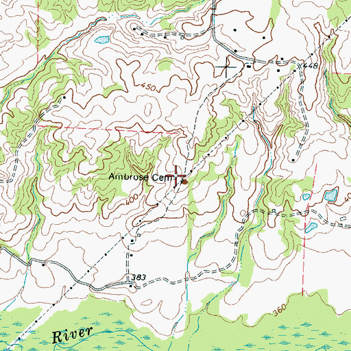 Topographic Map of Ambrose Cemetery, TN