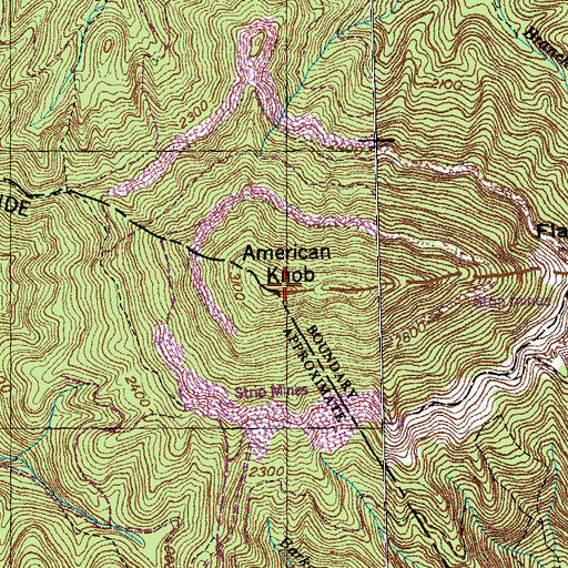 Topographic Map of American Knob, TN