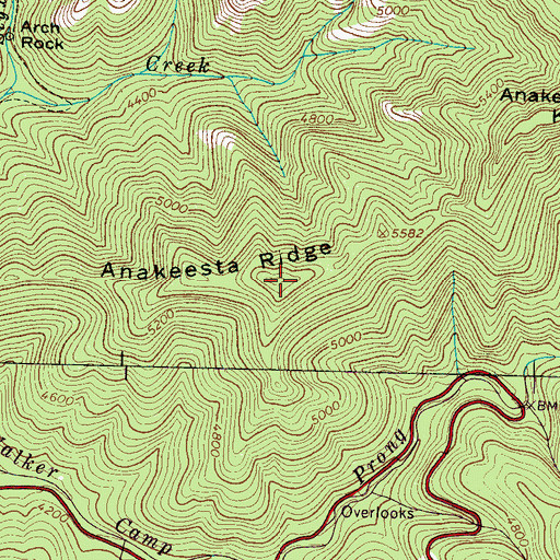 Topographic Map of Anakeesta Ridge, TN
