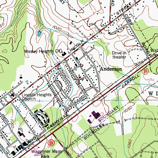 Topographic Map of Anderson, TN