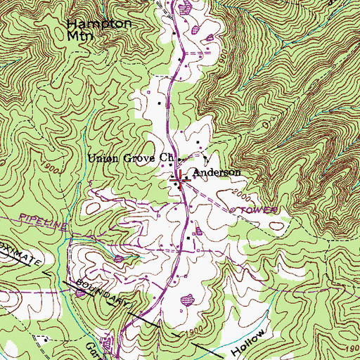 Topographic Map of Anderson, TN