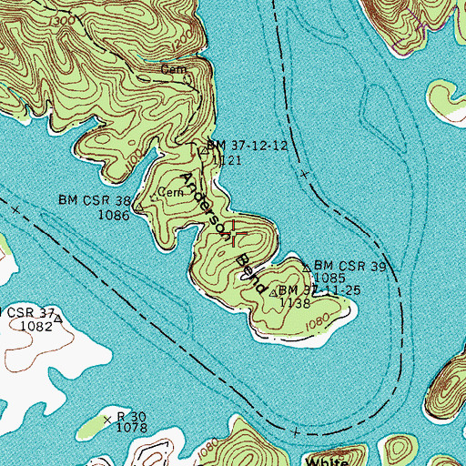 Topographic Map of Anderson Bend, TN