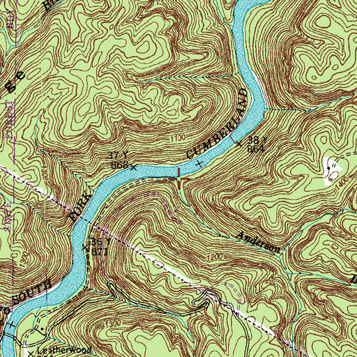 Topographic Map of Anderson Branch, TN