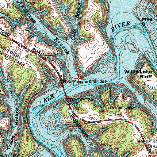 Topographic Map of Anderson Branch, TN