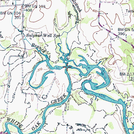 Topographic Map of Anderson Branch, TN