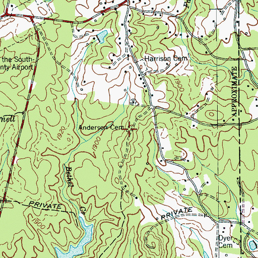 Topographic Map of Anderson Cemetery, TN