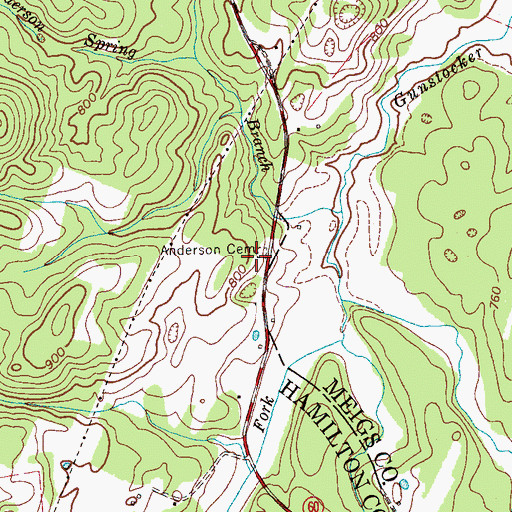 Topographic Map of Anderson Cemetery, TN